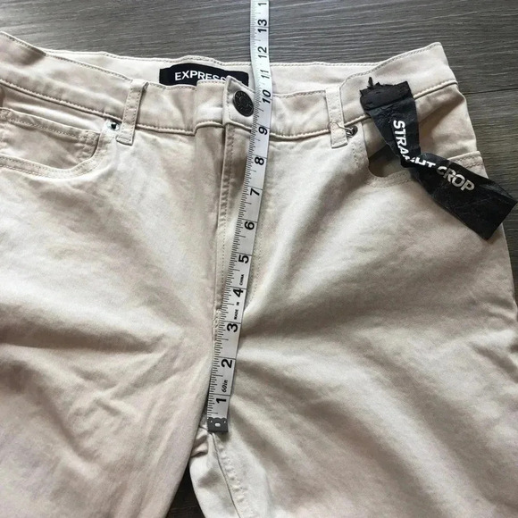Express Straight Crop High Rise Khaki Jeans NWT Size 8 - Picture 7 of 11